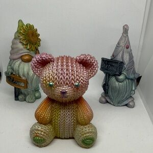 Unique Resin Colorful “Knitted” Bear Figurine